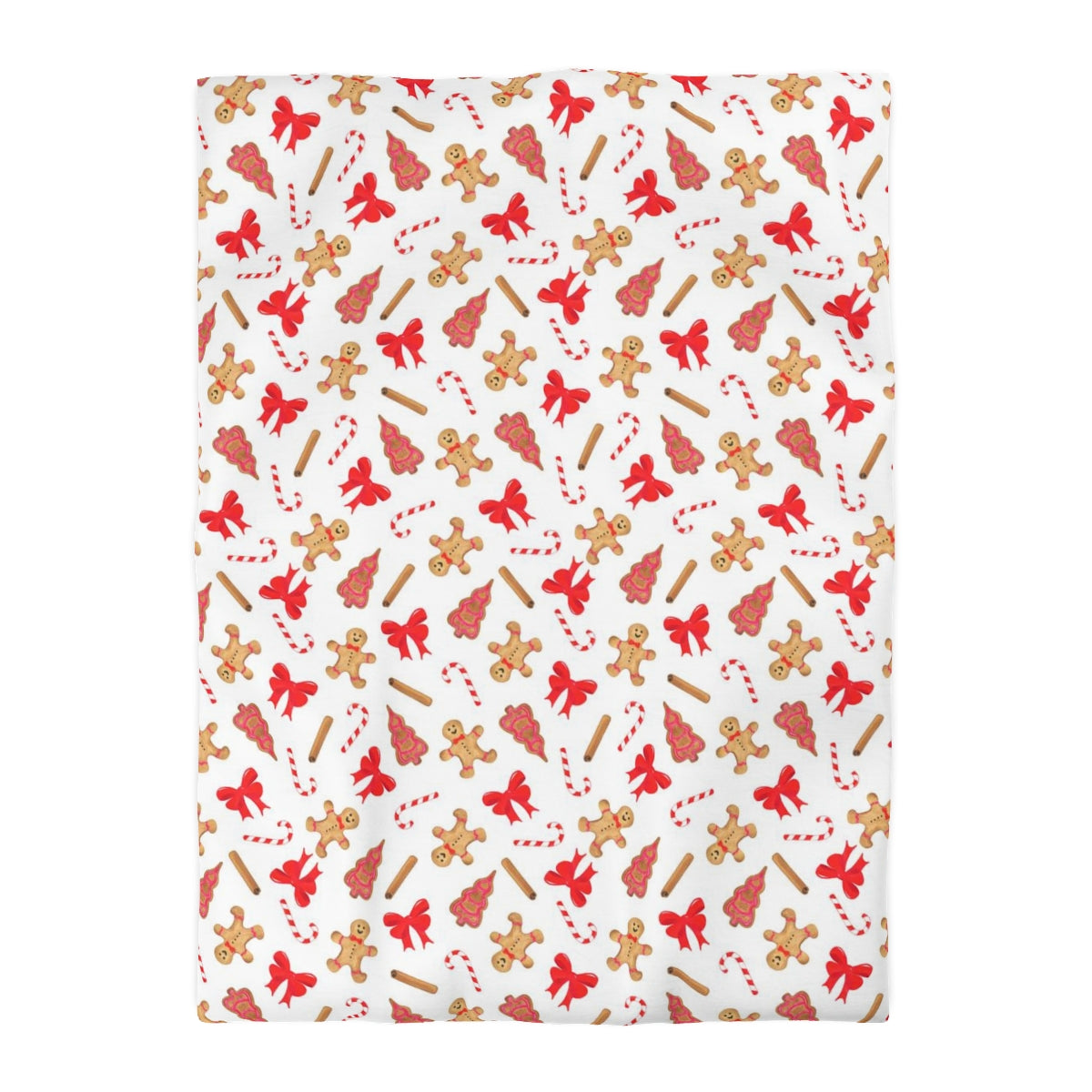 Christmas Duvet Cover, Xmas Gingerbread Candy Cane Holiday Bedding Queen King Full Twin XL Designer Bed Quilt Bedroom Decor Starcove Fashion