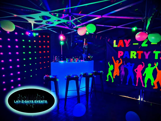 UV Disco Glow party tent décor theme