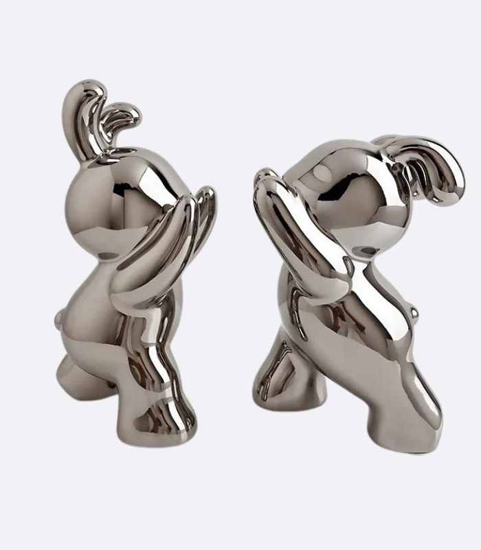 Set 2 Pcs Bunny Bookends Ceramic