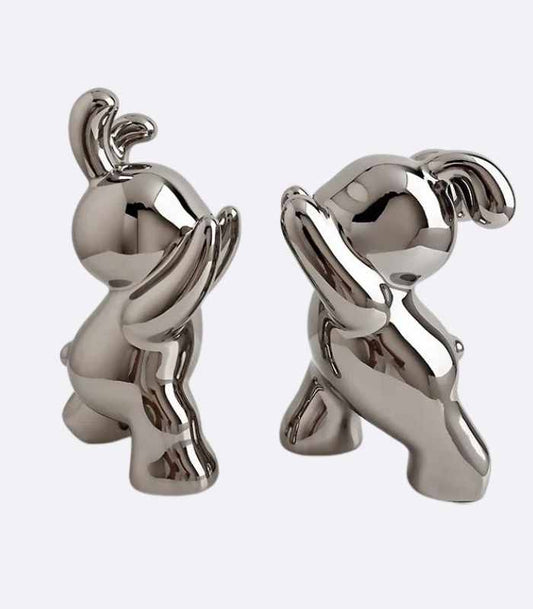 Set 2 Pcs Bunny Bookends Ceramic