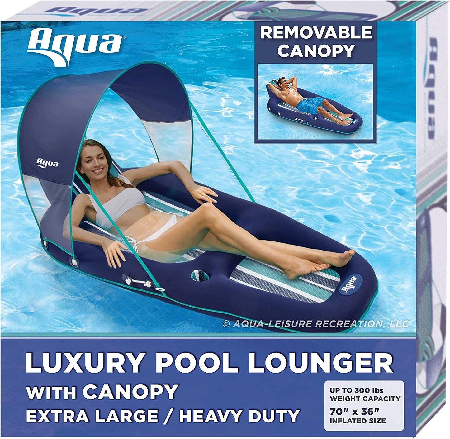 Aqua Campania Ultimate 2-In-1 Pool Float Lounge – Extra Large – Inflatable Pool Floats for Adults with Adjustable Backrest & Cupholder Caddy – Multiple Colors/Styles Home & Garden > Decor > Home Fragrances > Wax Tarts Aqua LEISURE Ultimate Lounge Navy/Aqua/White Stripe