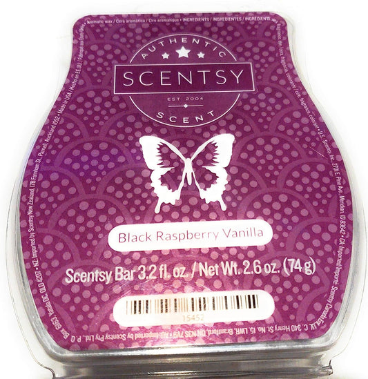 Scentsy, Black Raspberry Vanilla, Wickless Candle Tart Warmer Wax 3.2 Oz Bar, 3-Pack (3)