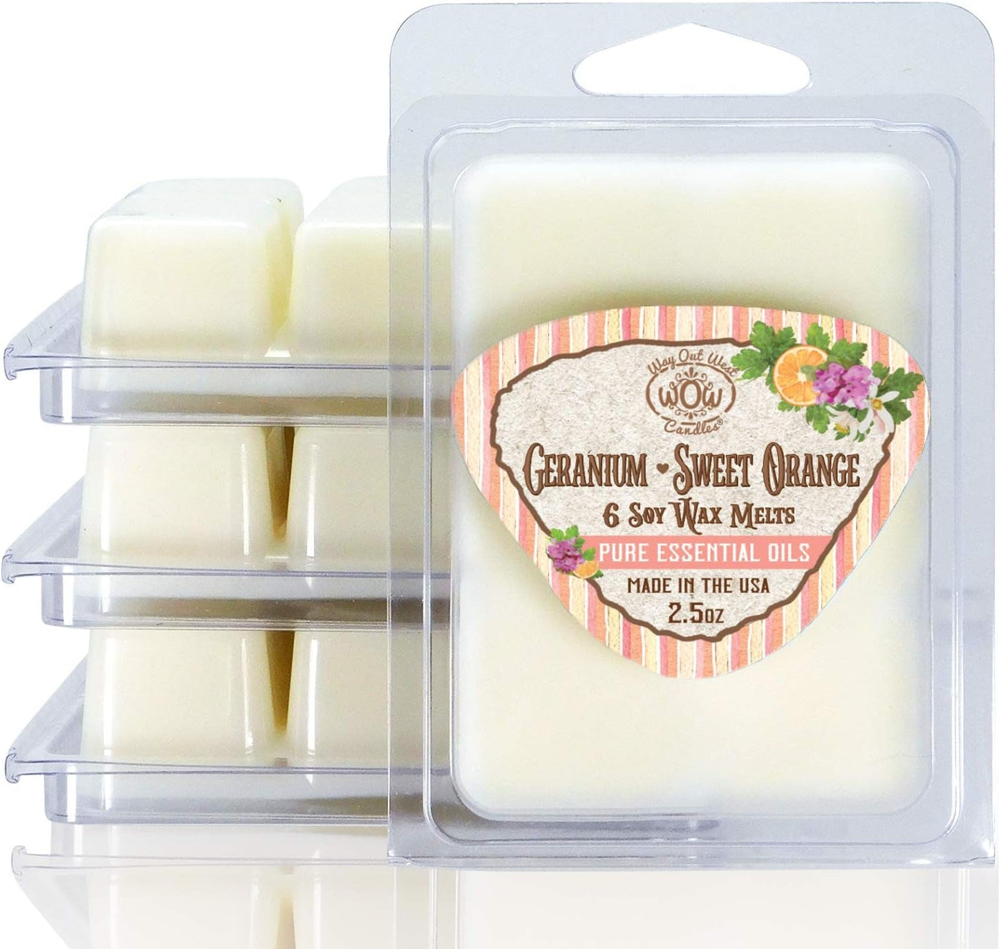 Way Out West Candles Scented Wax Melts for Wax Warmers - Highly Fragrant Air Freshener - 4 Pack Set of 6 Melt Cubes with Essential Oils - Made in USA (4, Eucalyptus Mint) Home & Garden > Decor > Home Fragrances > Wax Tarts Ocotillo Southwest Geranium Sweet Orange 4