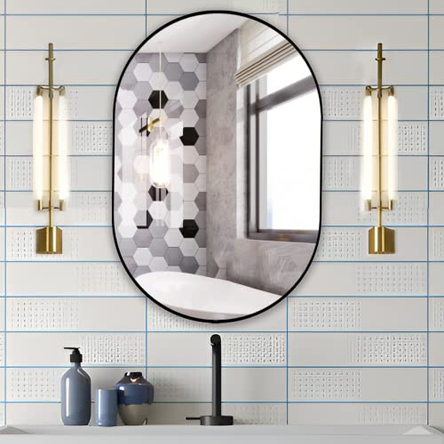 Black Oval Wall Mirror,