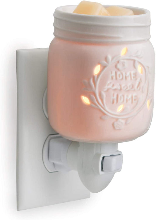 Candle Warmers Etc Pluggable Fragrance Warmer- Decorative Plug-In for Warming Scented Candle Wax Melts and Tarts or Fragrance Oils, Mason Jar White Porcelain