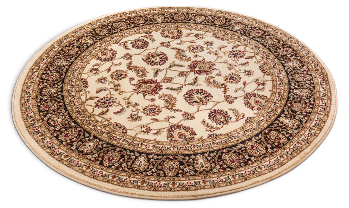 Sarouk Ivory Traditional Round Rug
