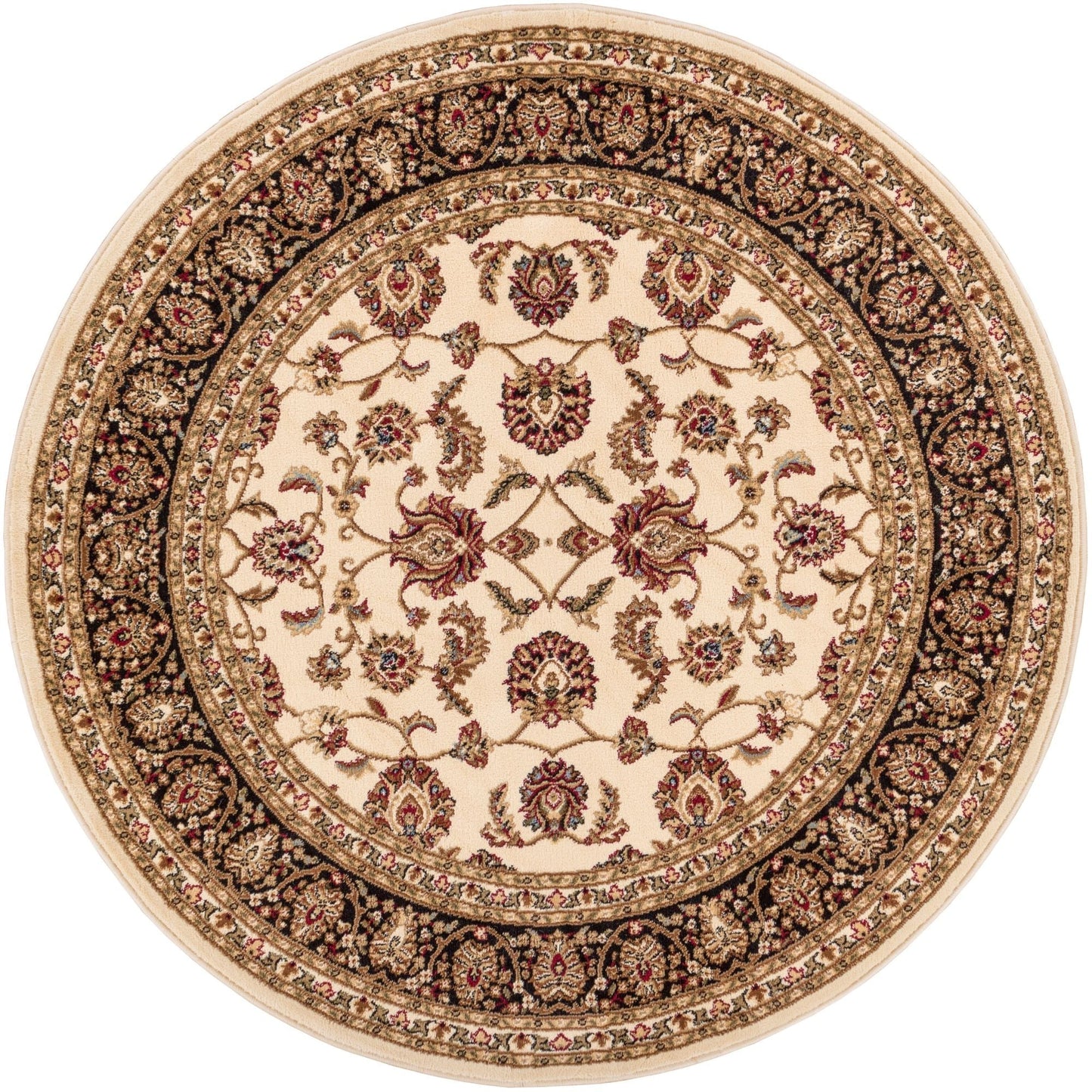 Sarouk Ivory Traditional Round Rug