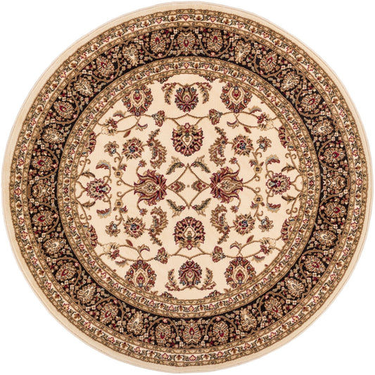 Sarouk Ivory Traditional Round Rug