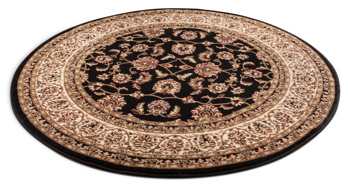 Sarouk Black Traditional Round Rug