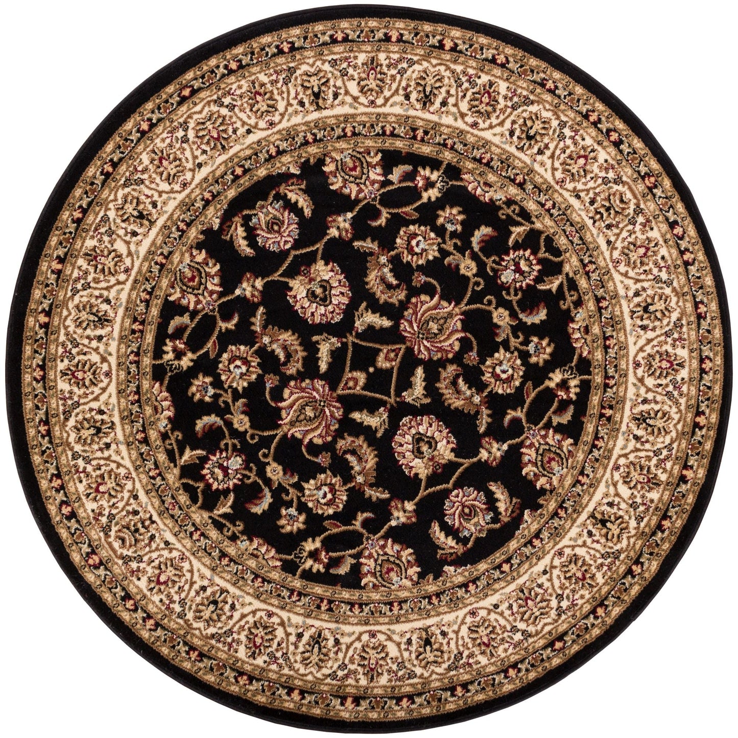 Sarouk Black Traditional Round Rug