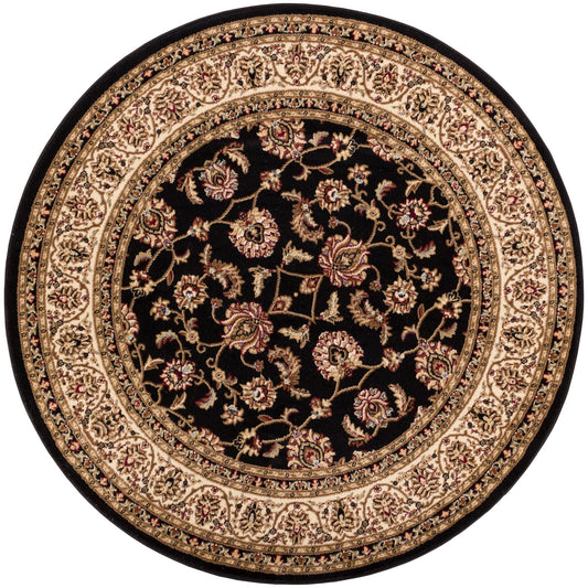 Sarouk Black Traditional Round Rug