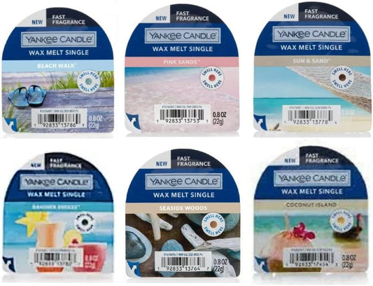 Yankee Candle Set of 6 Assorted Summer Wax Melt Singles - Randomly Mixed Scents