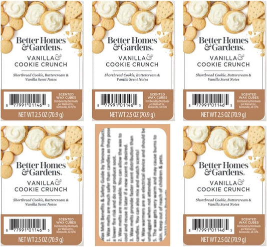 Vanilla Cookie Wax Melts Tarts Cubes (Set of 5 Packs with 6 Cubes Each = 30 Cubes) with Benefits & Safety Guide © Vanova Products. Home Warmer Fragrance Tart, Wickless Candle, Air Freshener, Spa Aroma