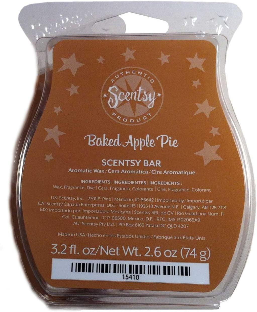 1 X Skinny Dippin' Scentsy Bar Wickless Candle Tart Warmer Wax 3.2 Fl Oz, 8 Squares Home & Garden > Decor > Home Fragrances > Wax Tarts Scentsy Baked Apple Pie