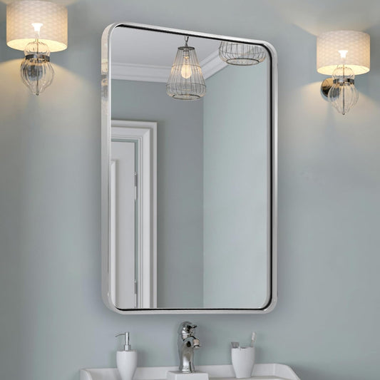 ANDY STAR Chrome Bathroom Mirror, 22x30’’ Rounded Rectangle Mirror - $85