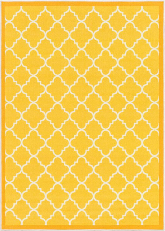 Brooklyn Trellis Gold Modern Non Slip Washable Rug