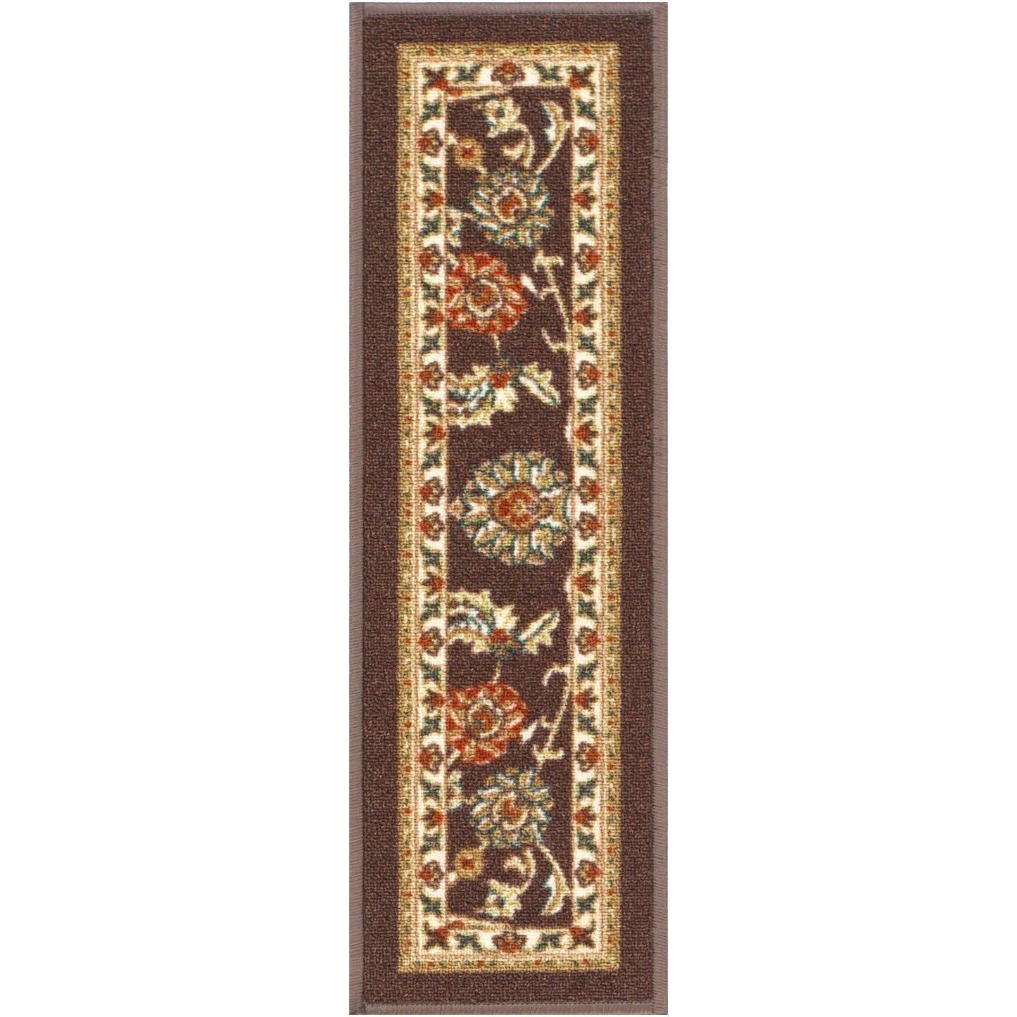 Tabriz Traditional Brown Non Slip 9" x 31" Stair Tread (Set of 7)