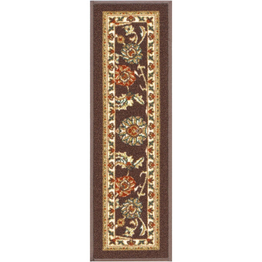 Tabriz Traditional Brown Non Slip 9" x 31" Stair Tread (Set of 7)