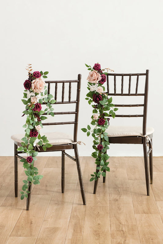 Wedding Hanging Chair Back Decoration in Romantic Marsala