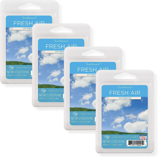Scentsationals Scented Wax Fragrance Melts - Fresh Air - Wax Cubes Pack, Home Warmer Tart, Electric Wickless Candle Bar Air Freshener, Spa Aroma Decor Gift - 2.5 Oz (4-Pack)