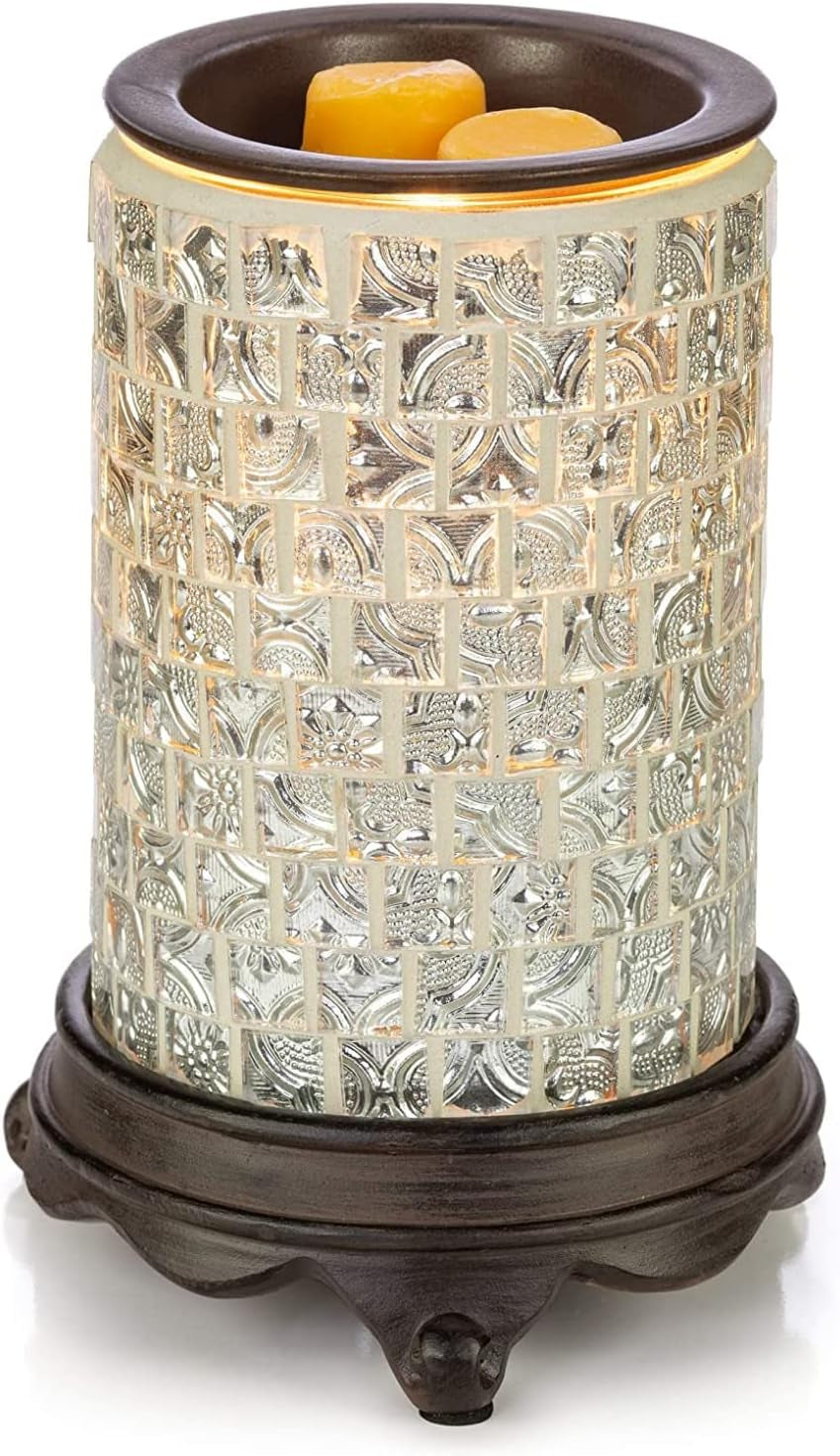 VP Home Wall Plug-In Wax Warmer for Scented Wax, Ceramic Floral Sun Electric Home Fragrance Warmer for Essential Oils, Candle Wax Melts and Tarts, Scent Warmer Night Light Home & Garden > Decor > Home Fragrances > Wax Tarts VP Home I Gleaming Silver Tile