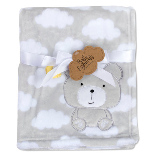 Baby Fleece Blankets 36" x 30" - Gray Bear