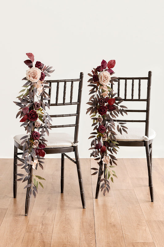 Wedding Hanging Chair Back Decoration in Burgundy & Dusty Rose