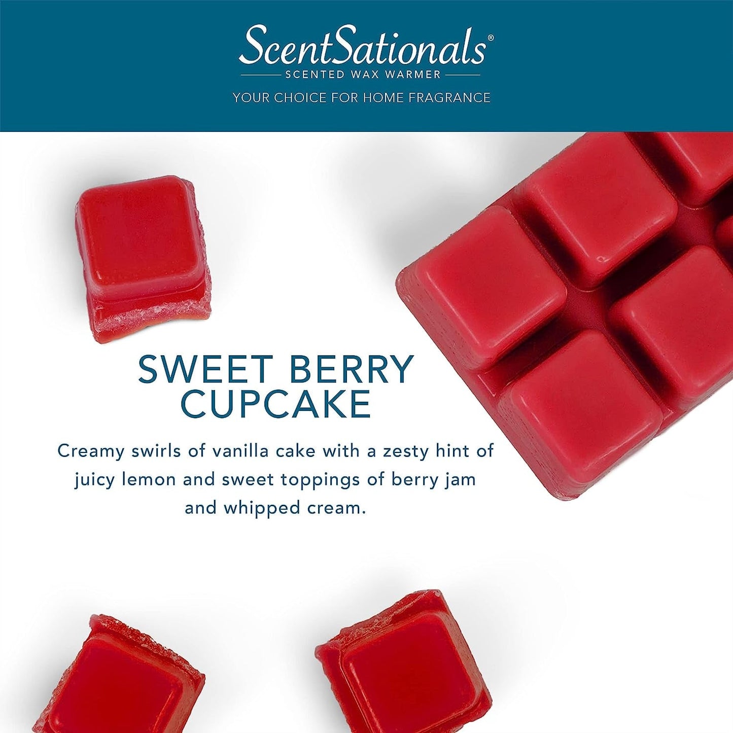 Scentsationals Scented Wax Fragrance Melts - Sweet Berry Cupcake - Wax Cubes Pack, Home Warmer Tart, Electric Wickless Candle Bar Air Freshener, Spa Aroma Decor Gift - 2.5 Oz (4-Pack)