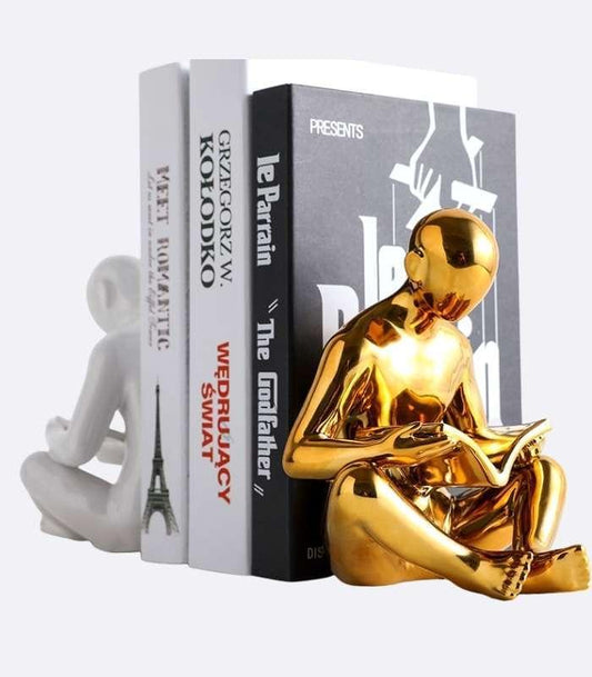 2 Pcs Set Creative Reader Bookends Ceramic 17.5 cm