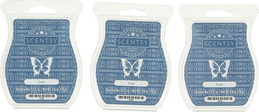 Scentsy, Luna, Wickless Candle Tart Warmer Wax 3.2 Oz Bar, 3-Pack (3),White
