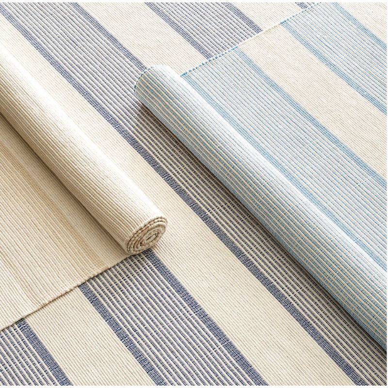 Castaway Stripe Cotton Rug - Navy Blue