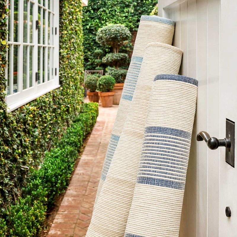 Castaway Stripe Cotton Rug - Navy Blue
