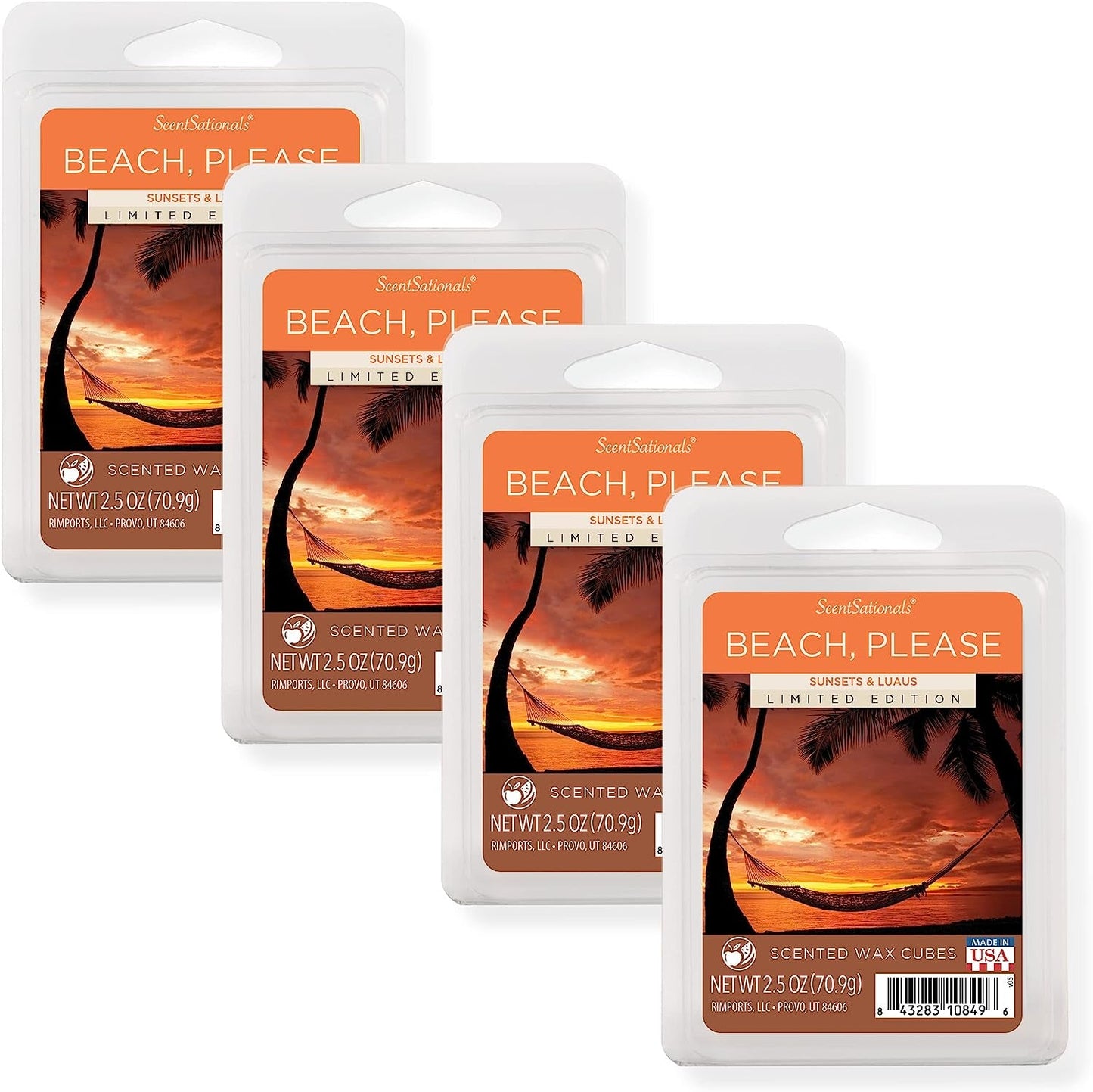 Scentsationals Scented Wax Fragrance Melts - Iced Lemon Sugar Cookies - Wax Cubes Pack, Home Warmer Tart, Electric Wickless Candle Bar Air Freshener, Spa Aroma Decor Gift - 2.5 Oz (4-Pack) Home & Garden > Decor > Home Fragrances > Wax Tarts Rimports, LLC Beach Please
