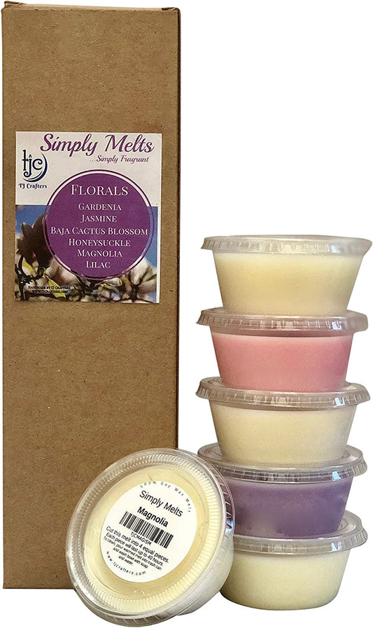 Scented Wax Melts Variety Pack - Hand Poured Natural Soy Candle Wax Melts for Warmers, 6 Resealable Cups (2.2 Ounces Each, 13.2 Ounces Total), up to 40 Hours of Scent Throw per Quarter Cup (Relaxing) Home & Garden > Decor > Home Fragrances > Wax Tarts Simply Fragrant Home Florals