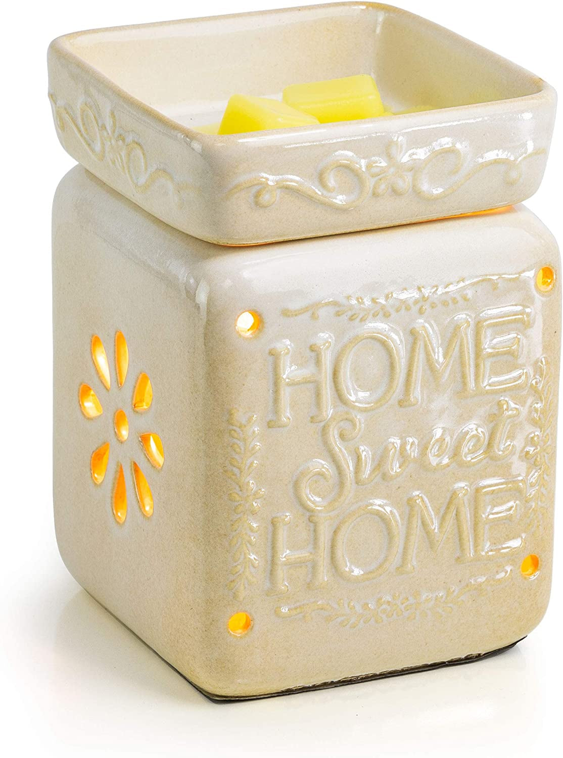 VP Home Wall Plug-In Wax Warmer for Scented Wax, Ceramic Floral Sun Electric Home Fragrance Warmer for Essential Oils, Candle Wax Melts and Tarts, Scent Warmer Night Light Home & Garden > Decor > Home Fragrances > Wax Tarts VP Home Iv Home Sweet Home