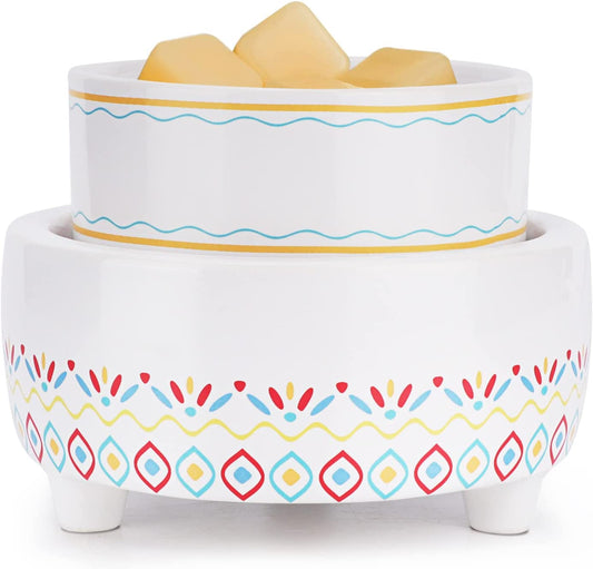 SALKING Ceramic Electric Wax Melt Warmer, 2-In-1 Candle Wax Warmer for Warming Scented Wax or Scented Candles and Tarts, Fragrance Warmer Wax Melter for Home, Office, Birthday (Boheimia)