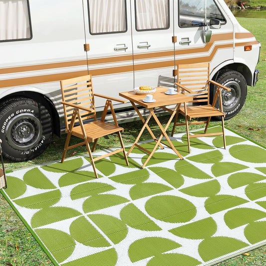 Wonnitar Waterproof Outdoor Rug 5x8, Reversible Plastic Straw RV Rug for Camping, Outside Patio Area Rug, Indoor Outdoor Portable Mat for Picnic Backyard Balcony Deck Decor, Green