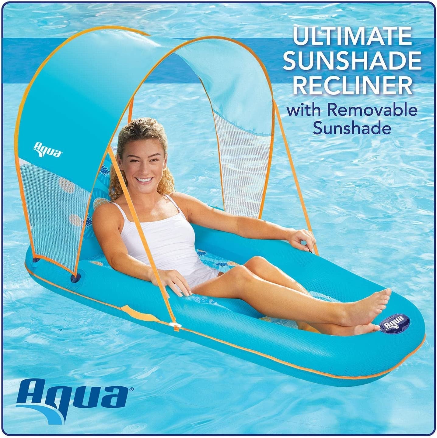 Aqua Campania Ultimate 2-In-1 Pool Float Lounge – Extra Large – Inflatable Pool Floats for Adults with Adjustable Backrest & Cupholder Caddy – Multiple Colors/Styles Home & Garden > Decor > Home Fragrances > Wax Tarts Aqua LEISURE Teal W/Removable Canopy