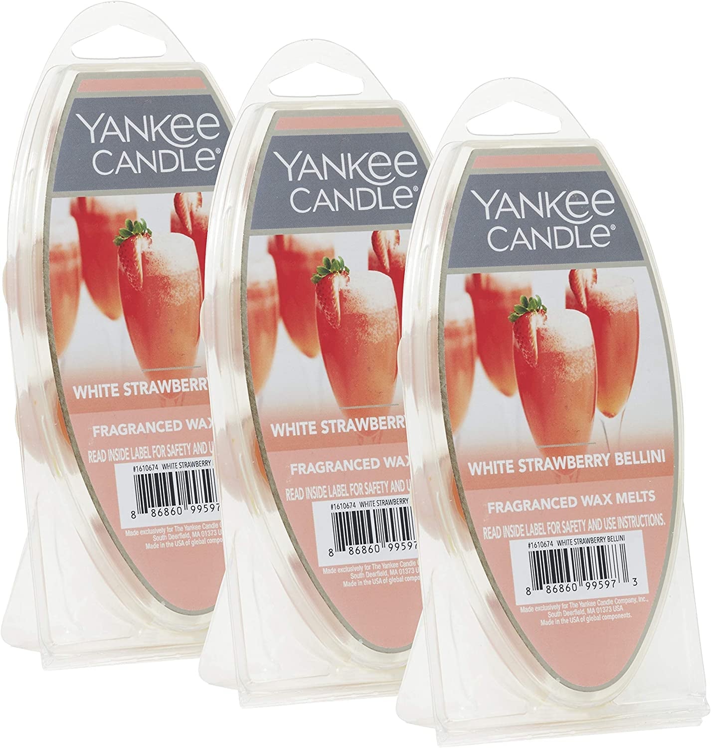 Yankee Candle Home Sweet Home Wax Melts, 3 Packs of 6 (18 Total) Home & Garden > Decor > Home Fragrances > Wax Tarts Yankee Candle Company White Strawberry Bellini