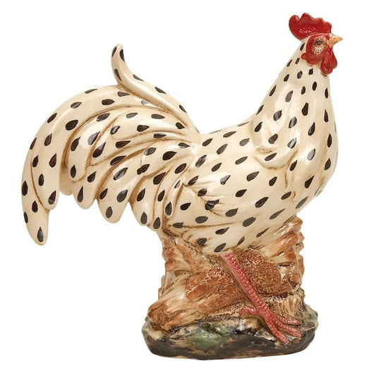Ceramic Rooster Sculpture 14" Farmhouse Birds Indoor Outdoor