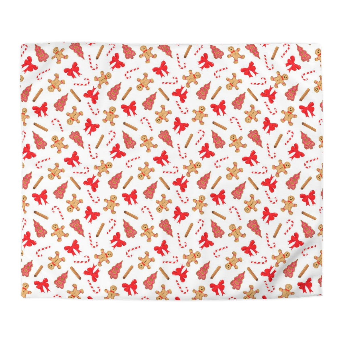 Christmas Duvet Cover, Xmas Gingerbread Candy Cane Holiday Bedding Queen King Full Twin XL Designer Bed Quilt Bedroom Decor Starcove Fashion