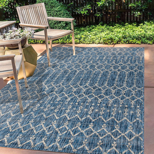 SMB108B-3 Ourika Moroccan Geometric Textured Weave Indoor Outdoor -Area Rug