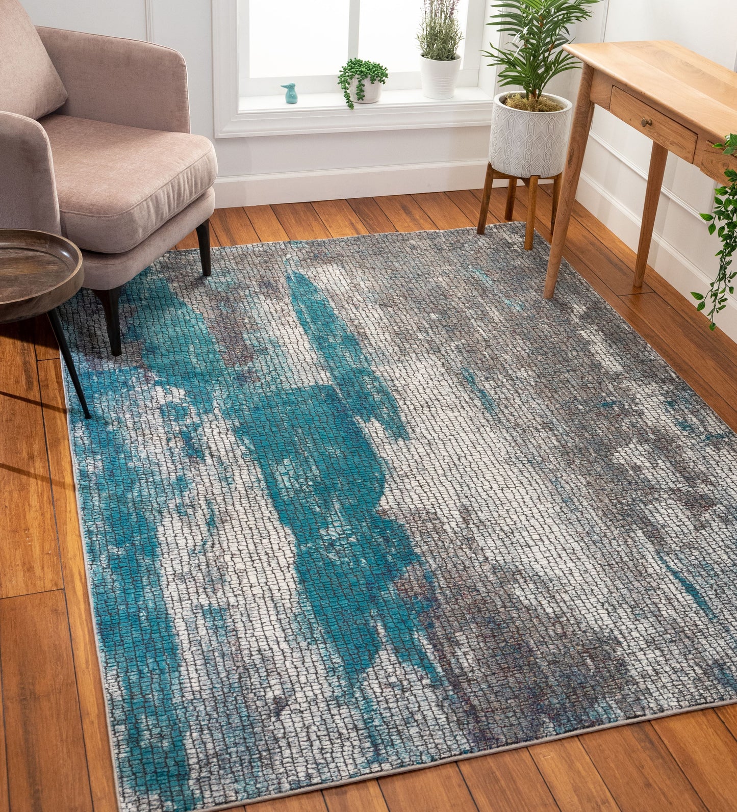 Sloane Blue Vintage Abstract Mosaic Rug