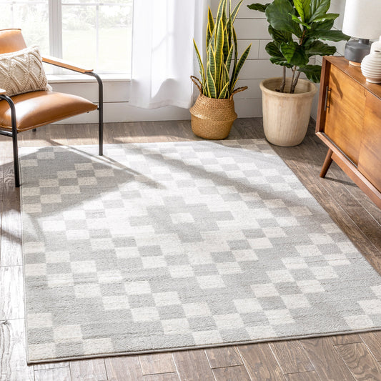 Beren Southwestern Geometric Ivory High-Low Rug