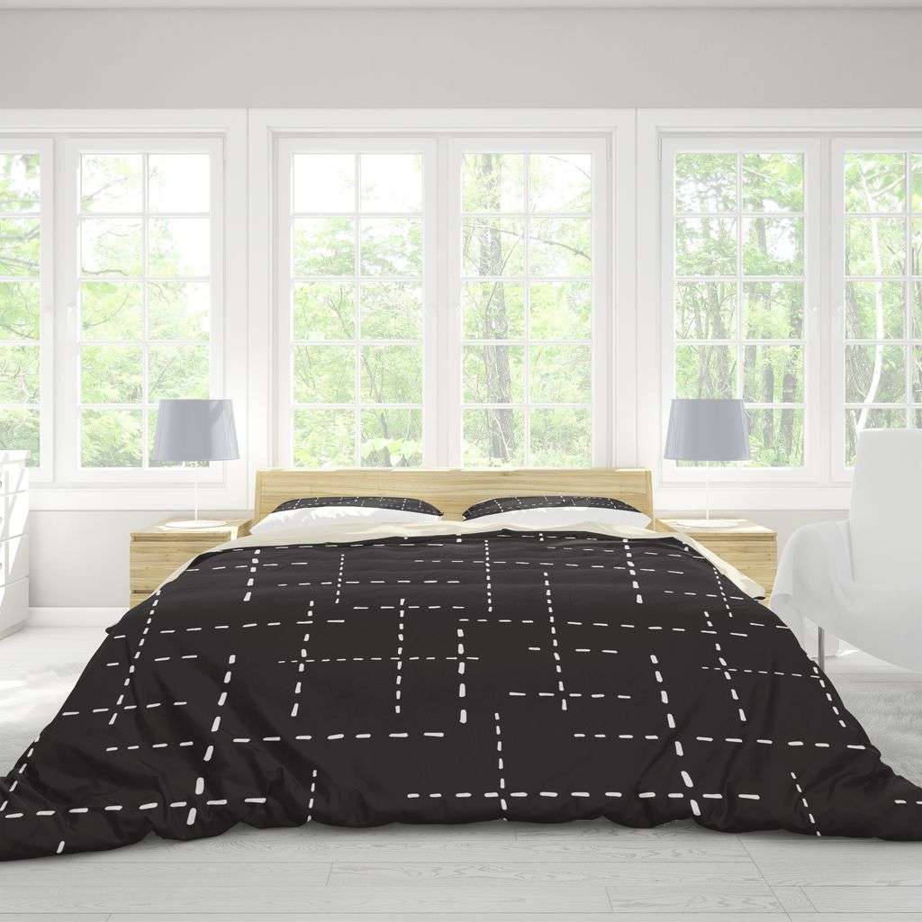 Ultrasoft Lightweight Silky Smooth - Black and White Lines Duvet Cover