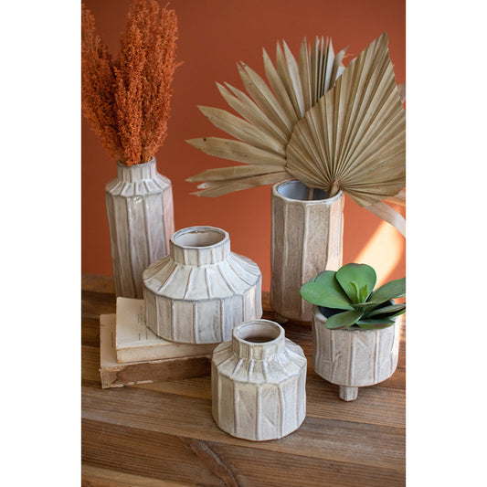 Set of 5 White Ceramic Planters