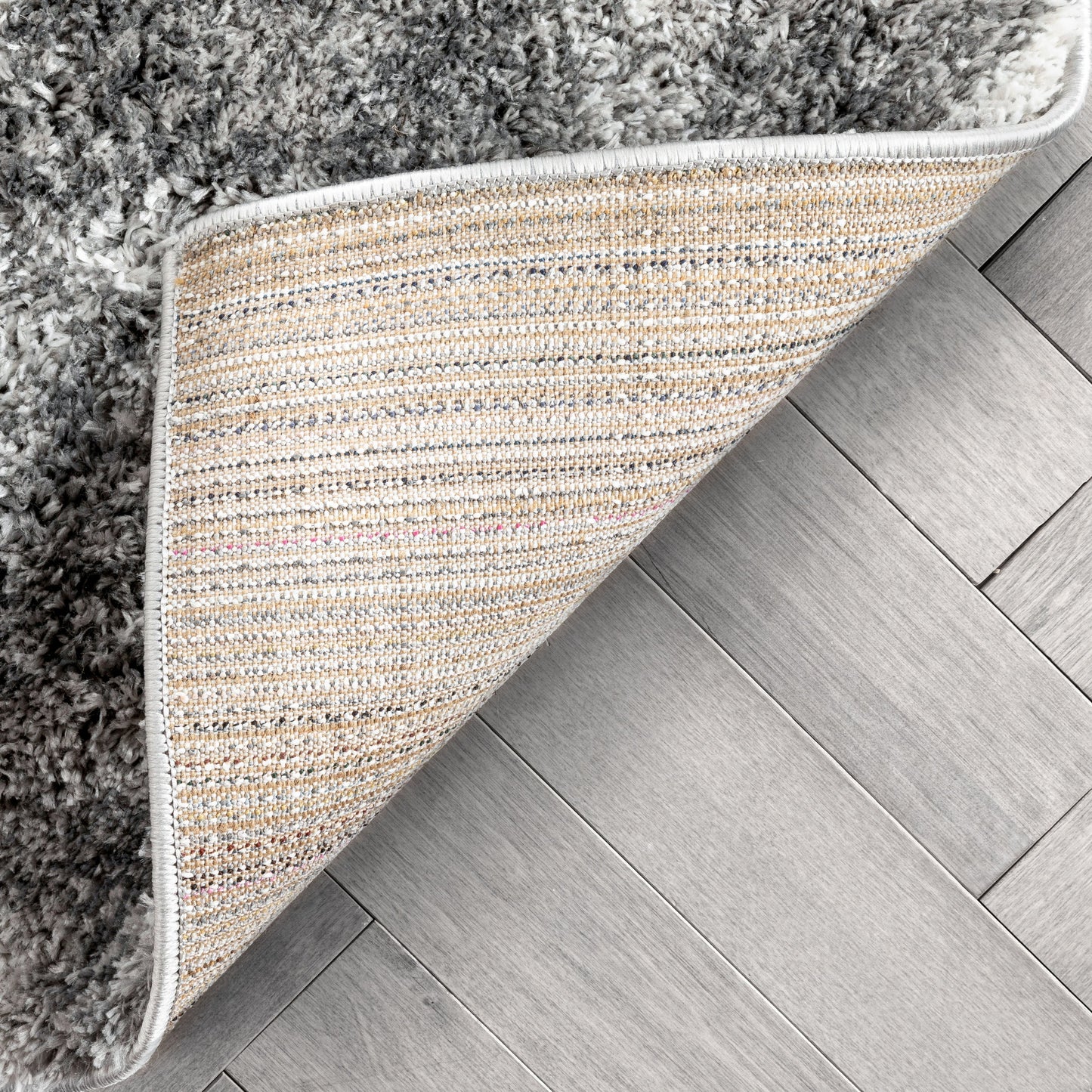 Tavira Modern Geometric Pattern Grey Thick & Soft Shag Rug
