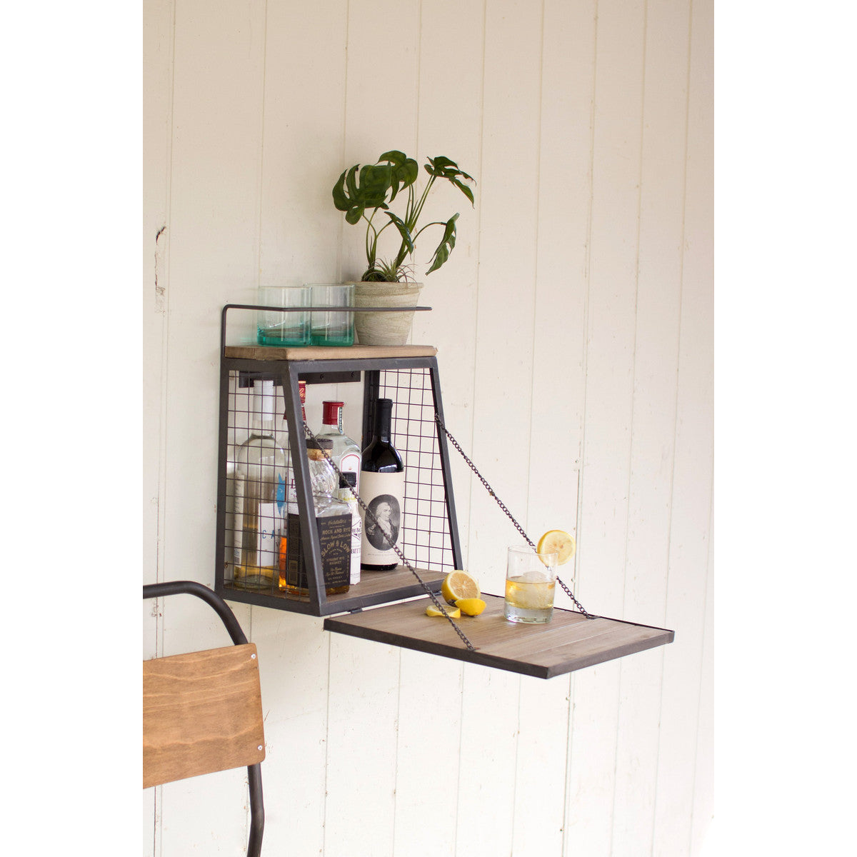 Wall Bar with Fold Down Shelf