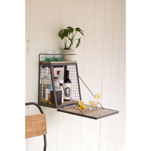 Wall Bar with Fold Down Shelf