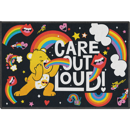 Care Bears Care Out Loud Black Multicolor Area Rug By Well Woven